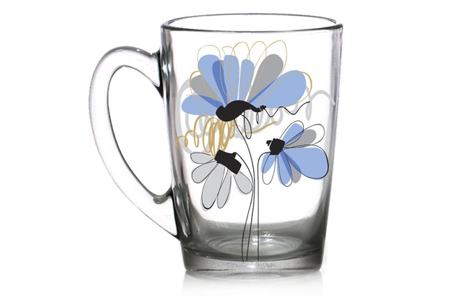 Чашка капучино "Голубой цветок " 300мл