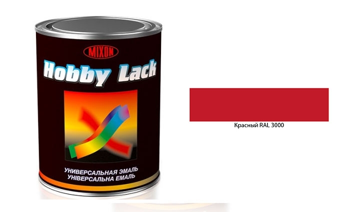 Универсальная эмаль  MIXON HOBBY LACK  красная глянцевая 	RAL3000)  0,9кг