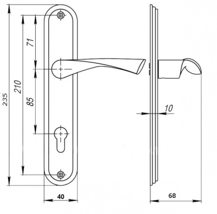 Ручка дверная CORONA  ET-257 85 mm GP латунь кл/кл15-53 FZB(2шт/уп)