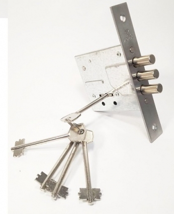 Корпус замка доп. 3 ригеля (10mm) сувальдный 5 длинных ключей  1082 (без накладок) SAP