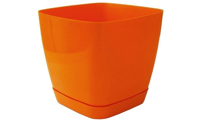 Горщик з підставкою квадратный Тоскана, д 13 см оранжевый