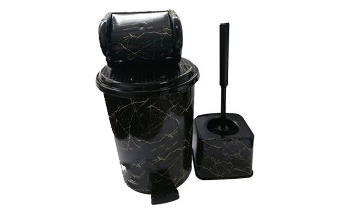 Туалетний  комплект  Черний мармур 3 пр (Відро+держ.туалетн.бумаги+туалет.комплект)520