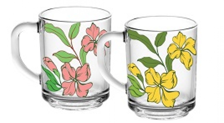 Кухоль скляний Green Tea "Ніжні квіти" (2вида) 200мл (07с1335) (12 шт в упак)