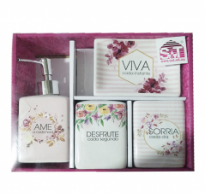Набор 4 пр VIVA (мыльница, подставка для зубных щеток, стакан, диспенсер для мыла) 888-06-032