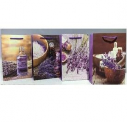 Пакет подарочный бумажный 12шт/уп "Lavender week" 23*18*10см1595-S
