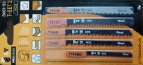 Набір пильних полотен для электролобзика T-SET 3 (5шт-Т101В, T111C, T144D, T244D, T119BO-HCS) , PROS