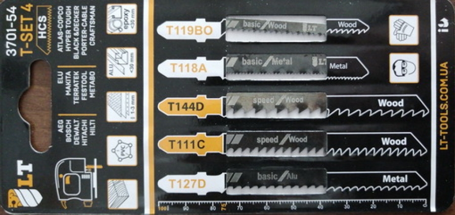 Набір полотен для электролобзика T-SET 4 (5 шт.- T127D HCS, T111C HCS, T144D HCS, T118A HCS, T119BO)