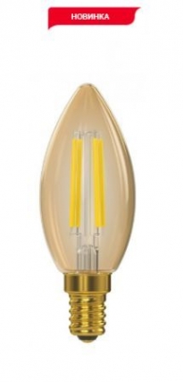 Лампа filament golden С35  7w E14 2500K (076-HG) LUXEL