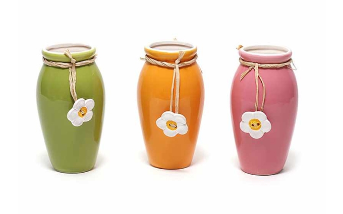 Керамическая ваза для цветов с декором "Ромашка" 6x15см