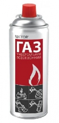 Газ баллон для плитки RECTOR всесезонний 220гр 400мл Україна 12шт/уп
