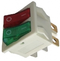 Перемикач-кнопка on-off 2-х клавішний квадрат середній червона/зелена клавиши 6к (7-14)