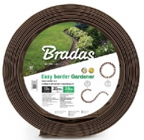Бордюр газонний прямий 38мм х 10м з комплектом кілків, EASY BORDER коричневий, OBEBR3810SET