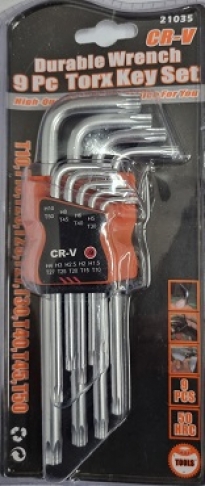 Ключі Г-образні TORX подовжені MAXI 9шт, Т10-Т50, Cr-V HotTOOLS (ж-1)