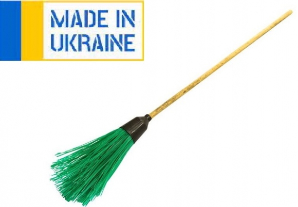 Метла круглая цветная деревянная ручка (Украина) 5шт/уп Зроблено  в Україні