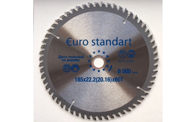 Пила дисковая по дереву 185Х22,2(20.16)Х60z с твердосплавными пластинами EUROstandart