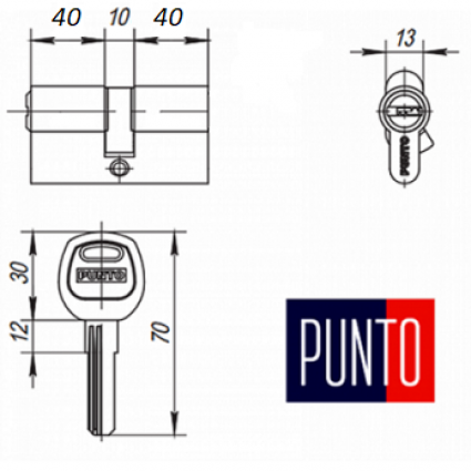 Циліндровий механізм Z400/90 к/к (40+10+40) CP хром 5 кл. PUNTO