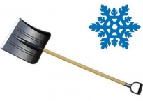 Лопата для снігу АВС 395х395 (чорна) з черенком посилена, мала Україна