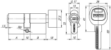 Цилиндровый механизм с вертушкой Z402/80 mm (40+10+30) PB латунь 5 кл. PUNTO