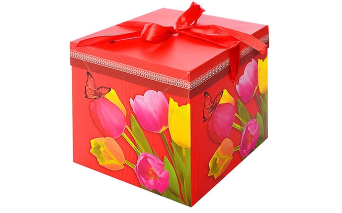 Коробка подарочная Тюльпан 15*15*15см 00371