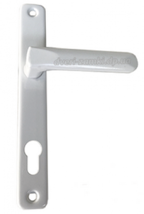 Ручка на планке 85мм для металопластиковых дверей белая МП (Б) Арико
